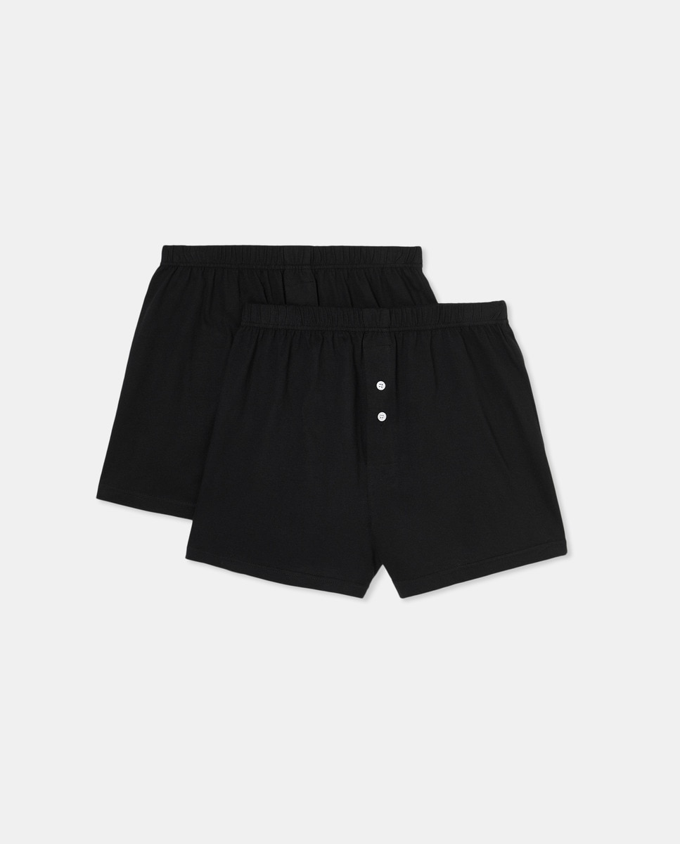 Pack 2 bóxers liso con bragueta de hombre Negro-3