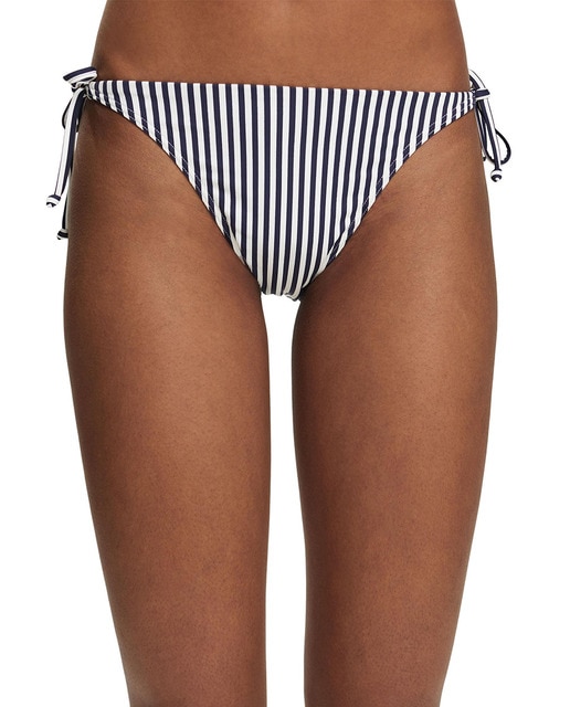 Imagem 0 de Cueca de Biquíni com Mini Estampado às Riscas e em Tecido Estruturado Fino Canelado