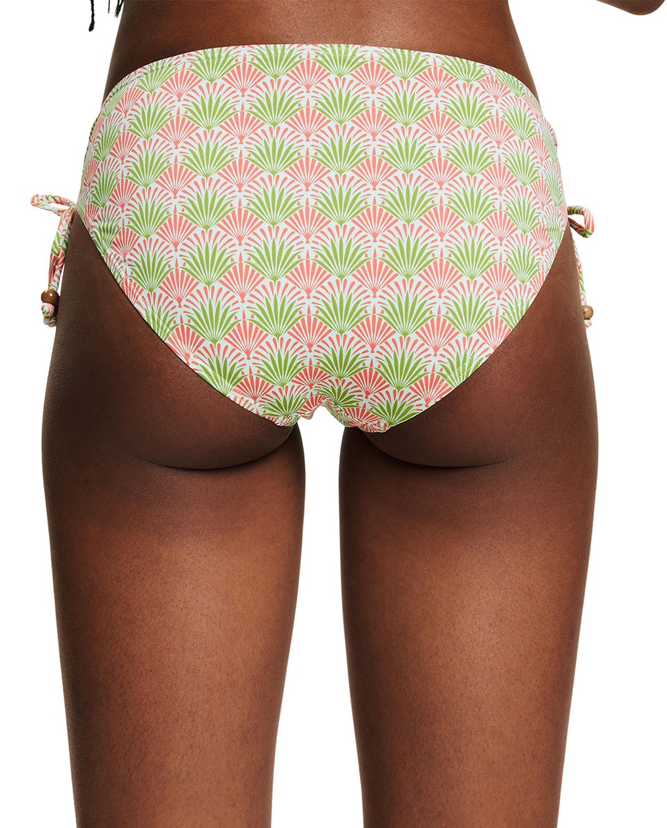 Cueca de Biquíni Clássica com Estampado Floral e Fecho de Franzido com Laços Multicolor-2