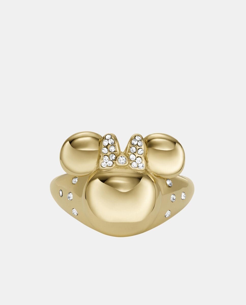 Anel Disney x Fossil Carimbo Edição Especial de Aço e Cristal Branco-1