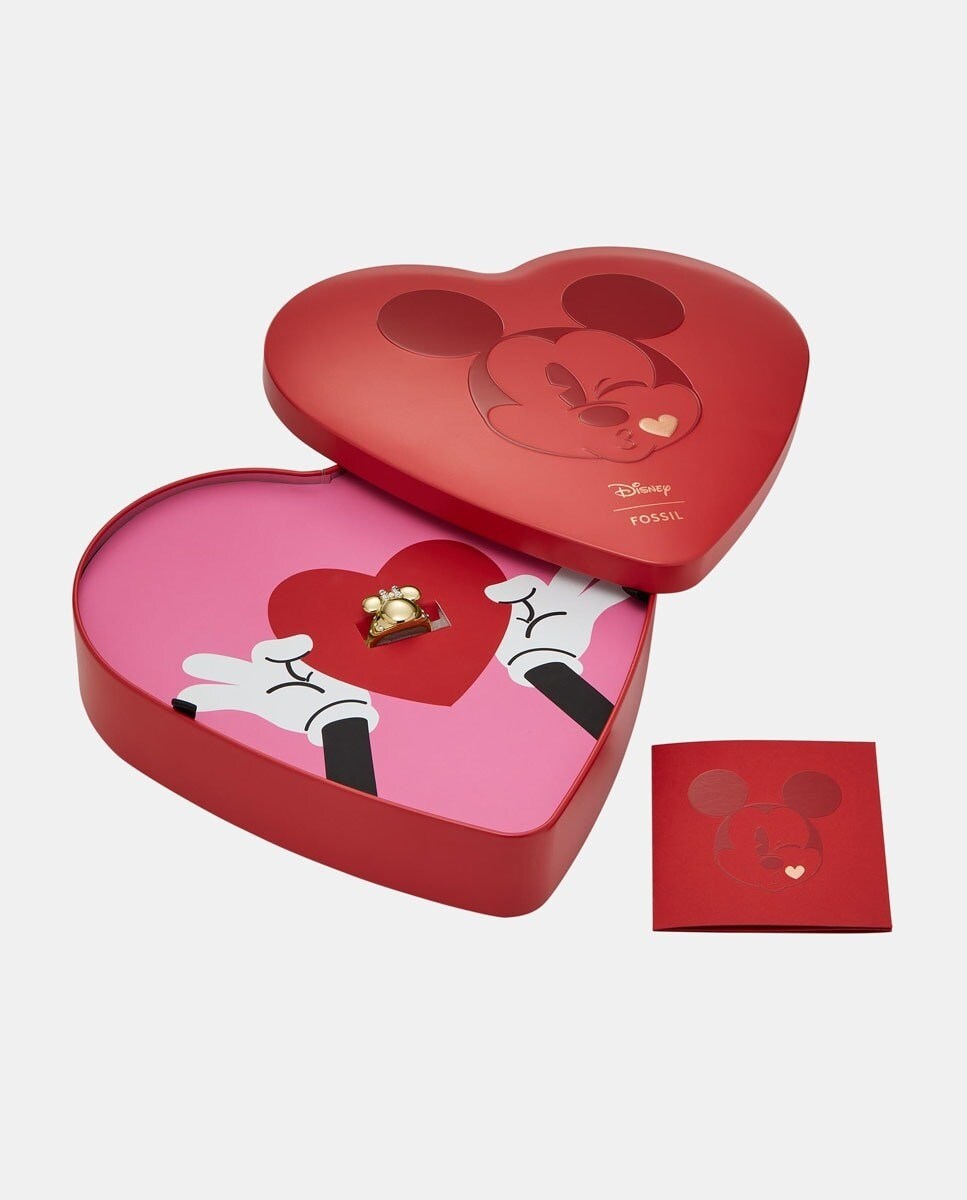 Anel Disney x Fossil Carimbo Edição Especial de Aço e Cristal Branco-3