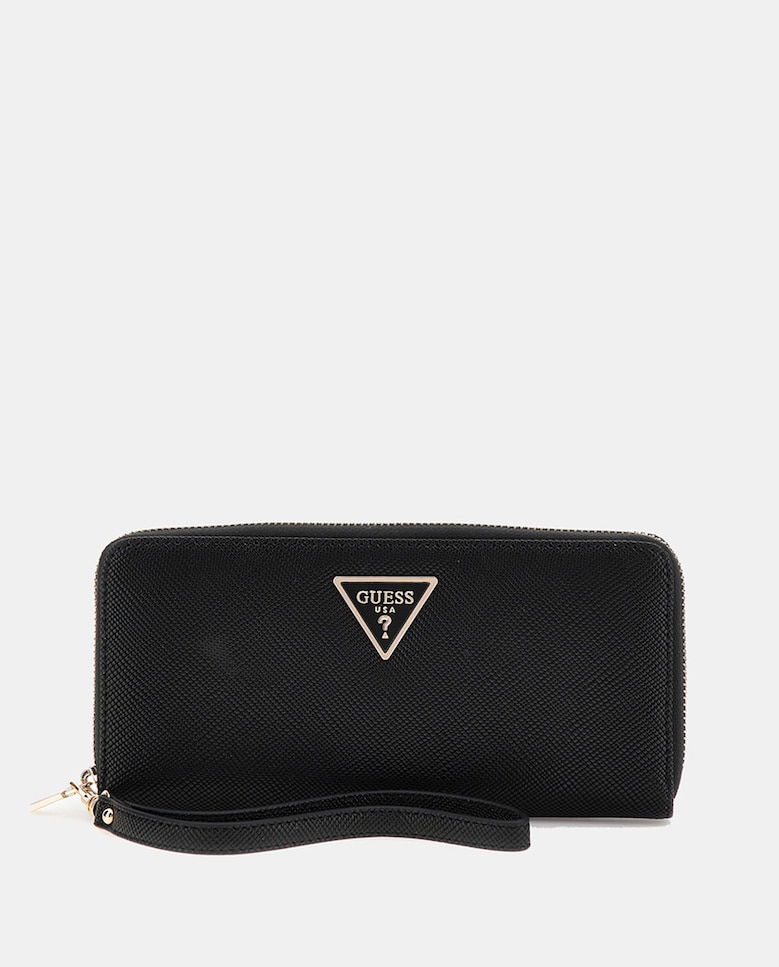 Carteira Grande com Fecho de Correr e Alça Curta - Preto Preto-1