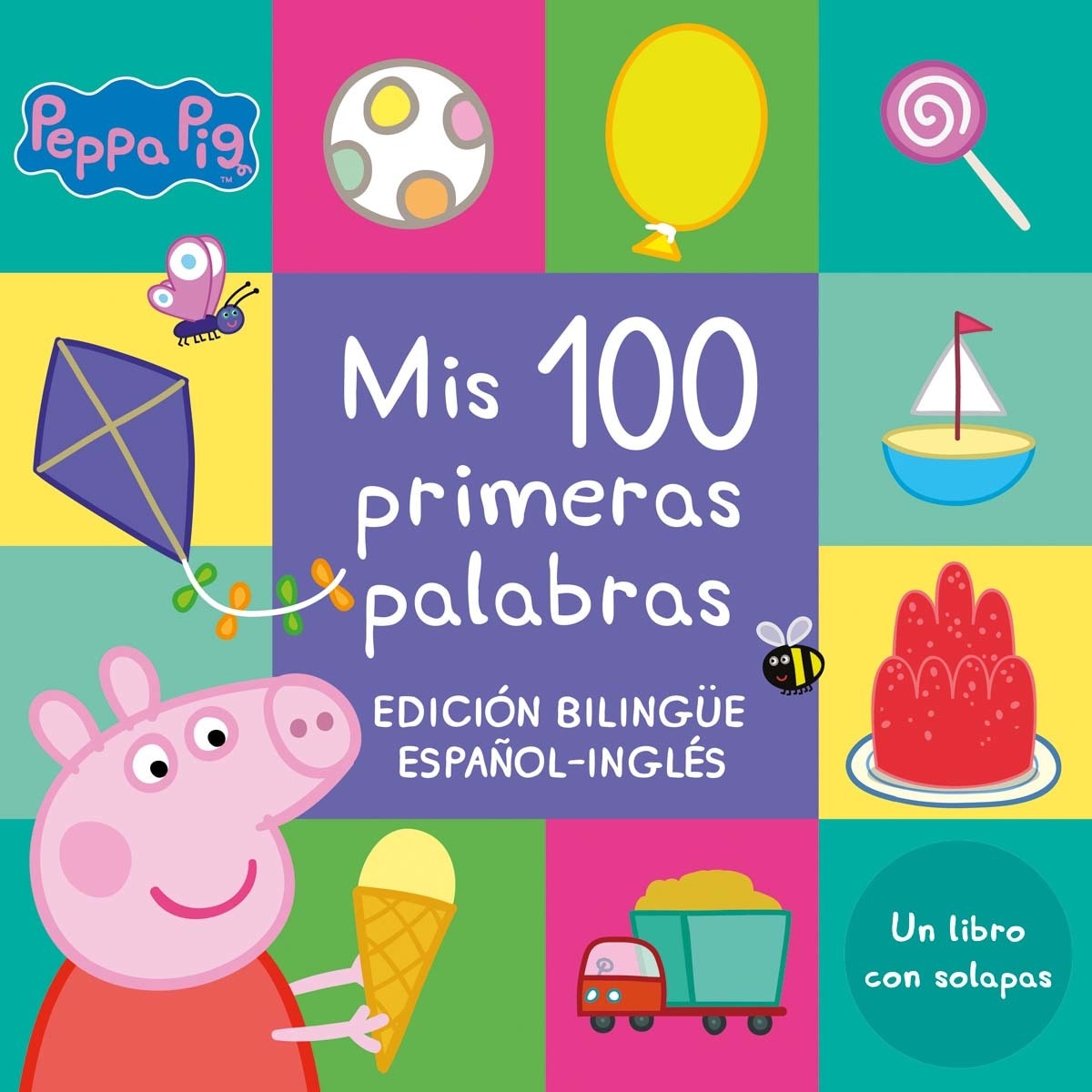 Peppa Pig. Libro de cartón con solapas - Mis 100 primeras palabras: Edición bilingüe español-inglés 1