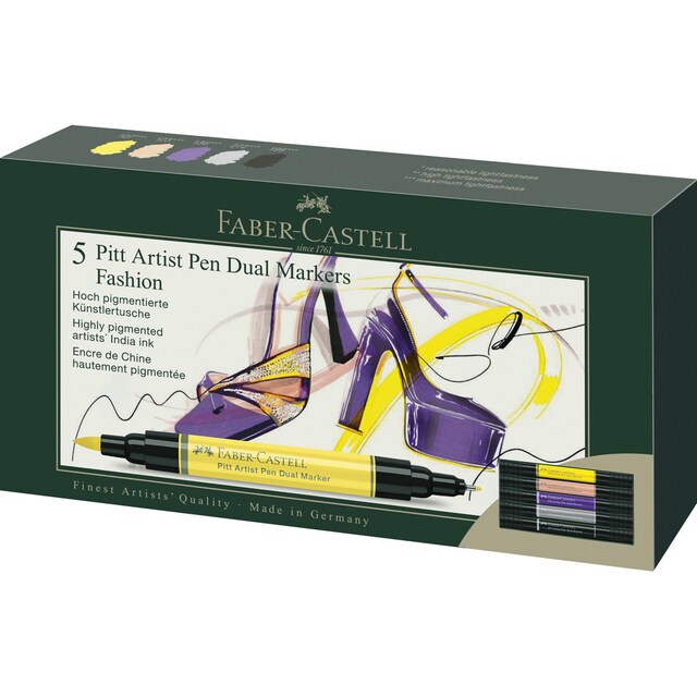 Imagen 0 de Pack 5 rotuladores doble punta tinta china Dual Marker Faber-Castell fashion