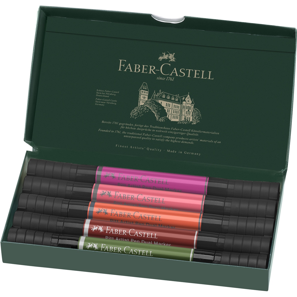 Pack 5 rotuladores doble punta tinta china Dual Marker Faber-Castell flores Multicolor-4