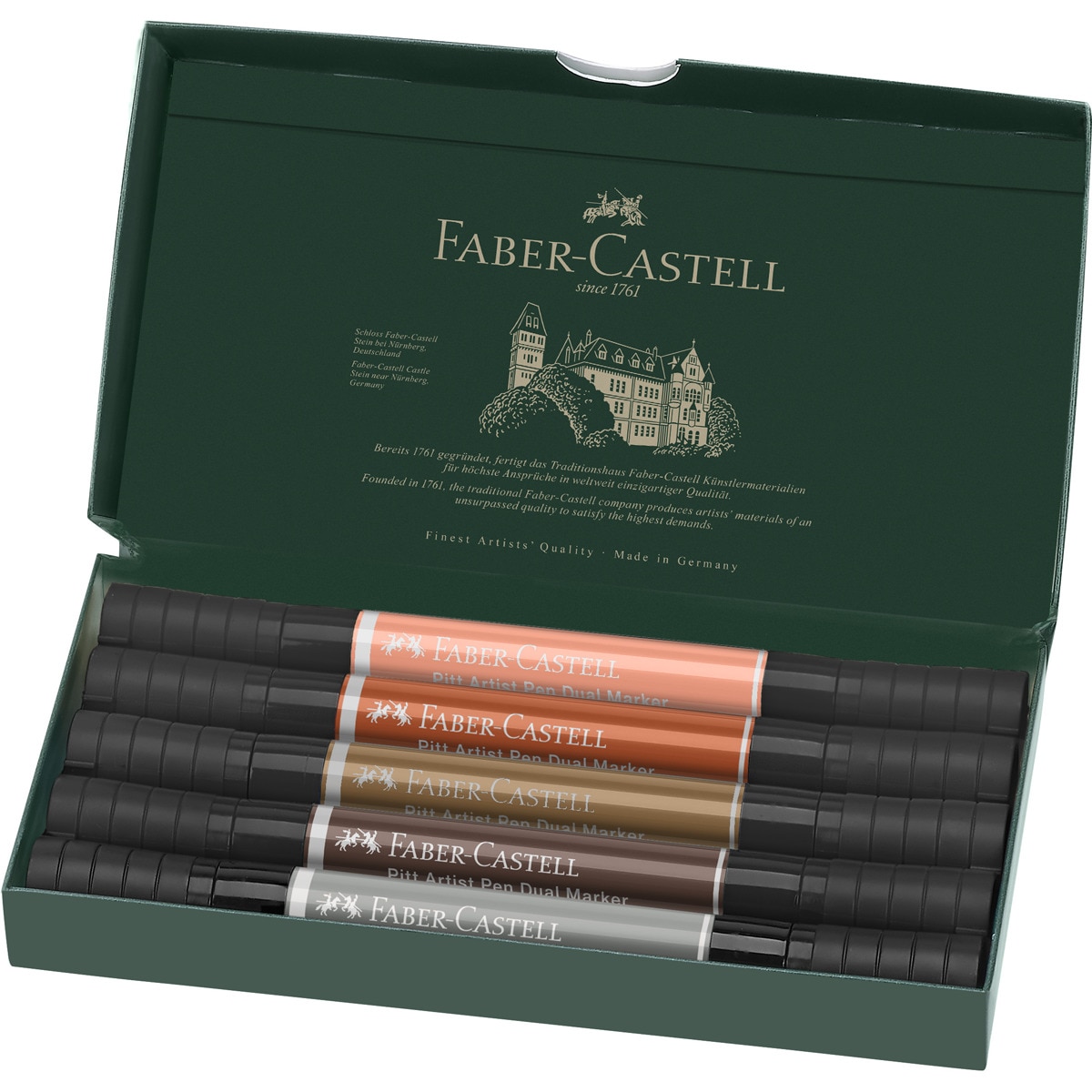 Pack 5 rotuladores doble punta tinta china Dual Marker Faber-Castell retrato Multicolor-4