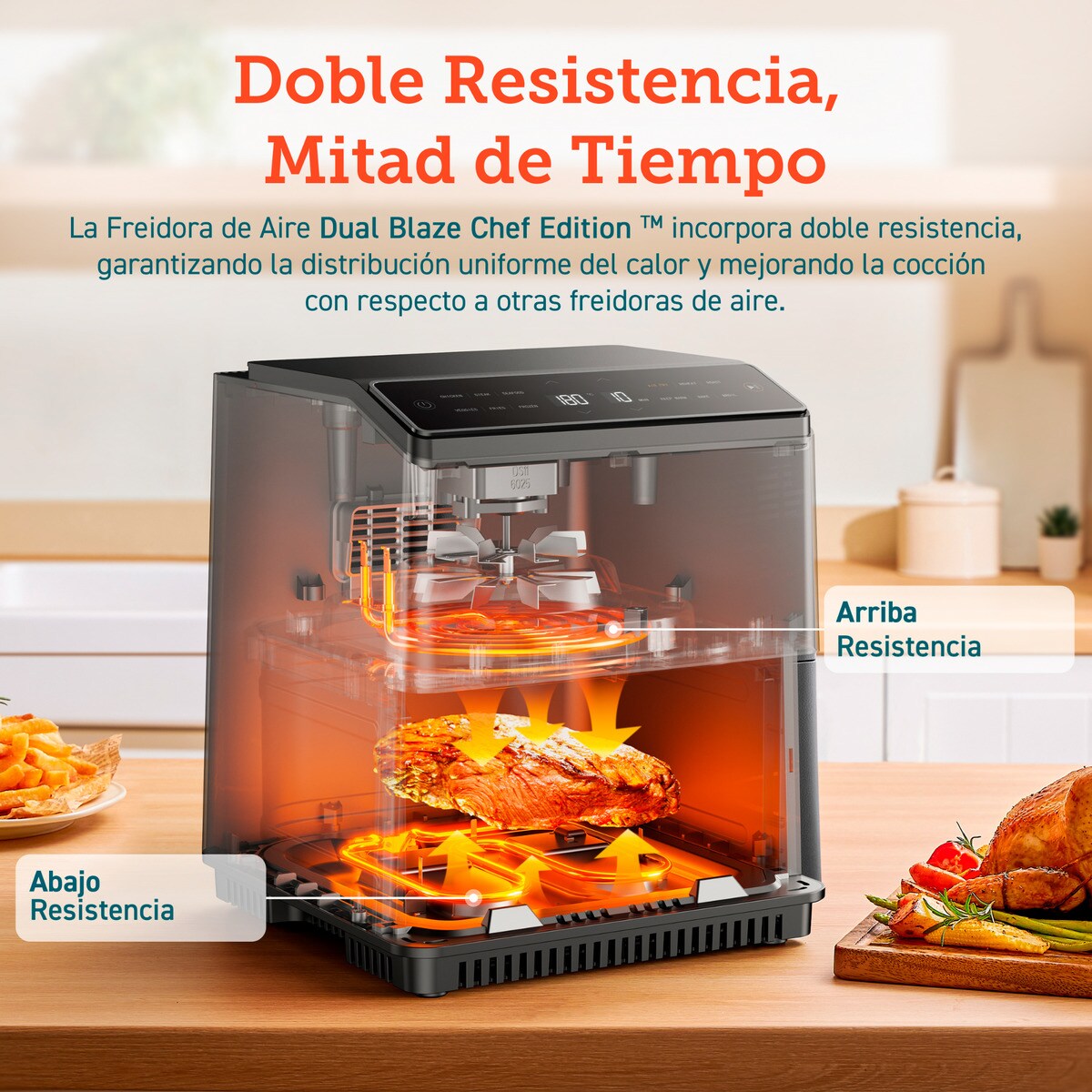 Freidora de aire Cosori Dual Blaze Chef Edition con sistema 360 ThermoIQ + Libro de recetas exclusivo Negro-3