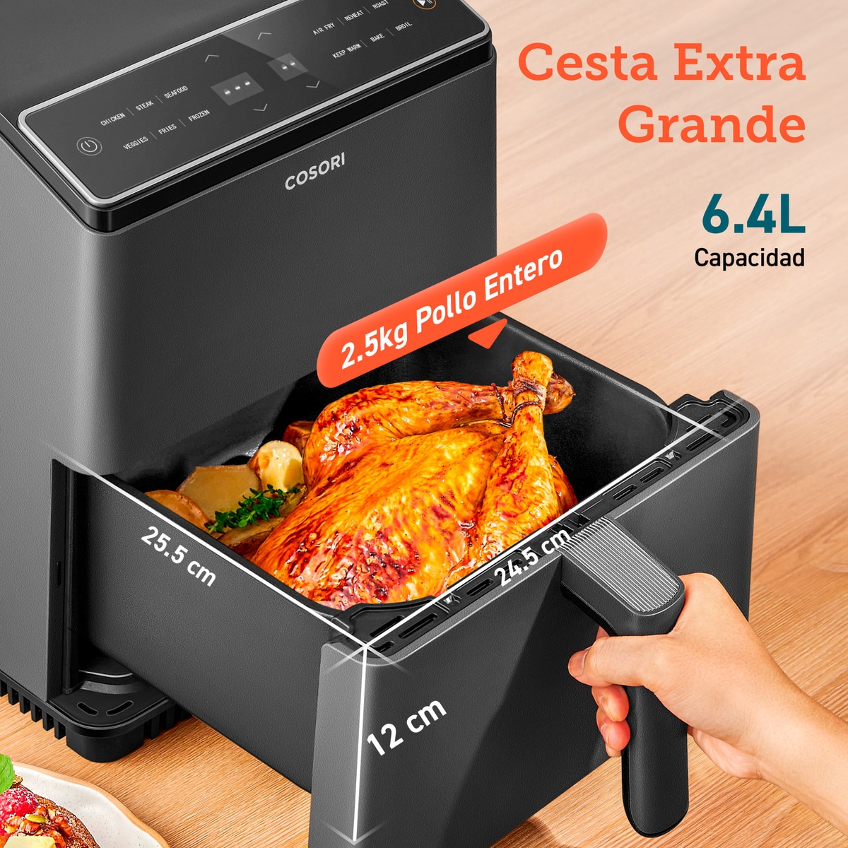 Freidora de aire Cosori Dual Blaze Chef Edition con sistema 360 ThermoIQ + Libro de recetas exclusivo Negro-5