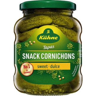 Tapas pepinillos sabor dulce frasco 190 g neto escurrido - Kuhne