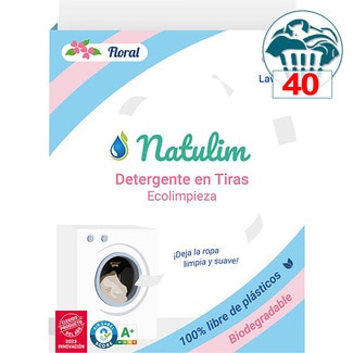 detergente en tiras Ecolimpieza floral caja 40 dosis - Natulim