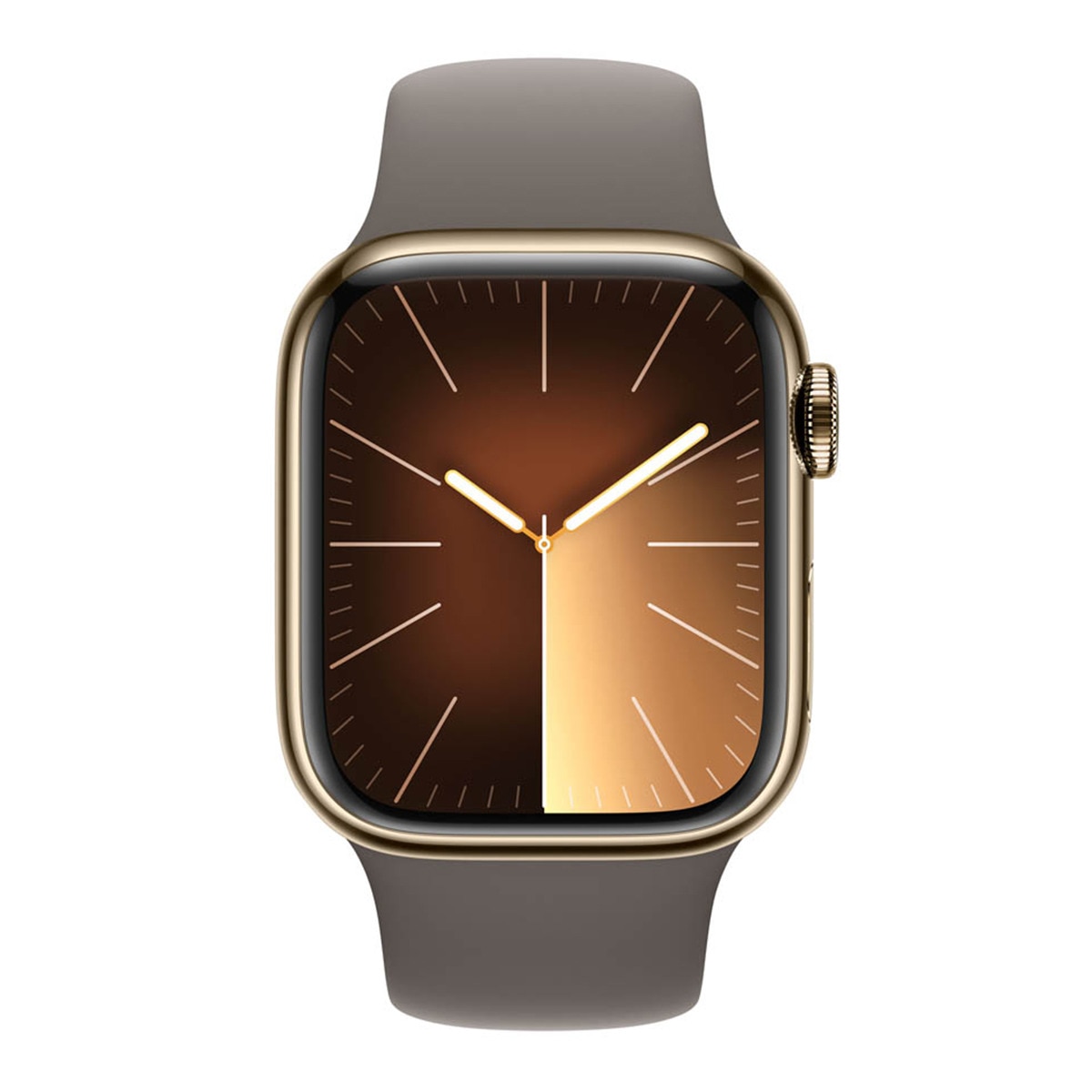 Apple Watch Series 9 GPS + Cellular 41 mm Aço inoxidável dourado com bracelete de argila M/L Ouro-3