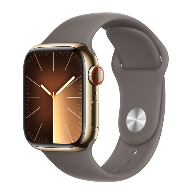 Imagem 0 de Apple Watch Series 9 GPS + Cellular 41 mm Aço inoxidável dourado com bracelete de argila M/L