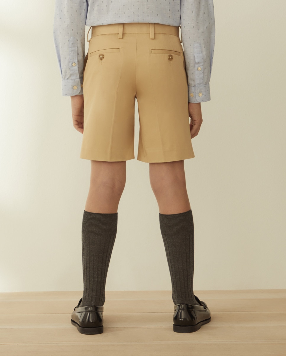 Bermudas Chino com Fecho à Frente Camel-3
