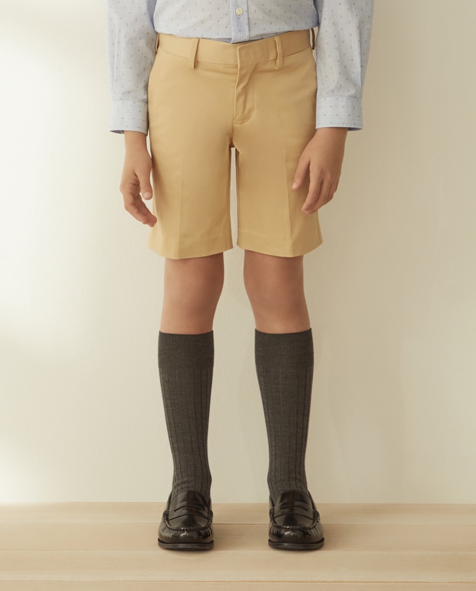 Bermudas Chino com Fecho à Frente Camel-2