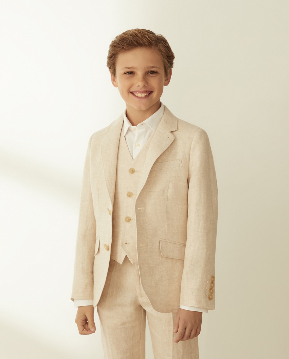 Blazer com Fecho de Botão e 100% Linho Branco-2