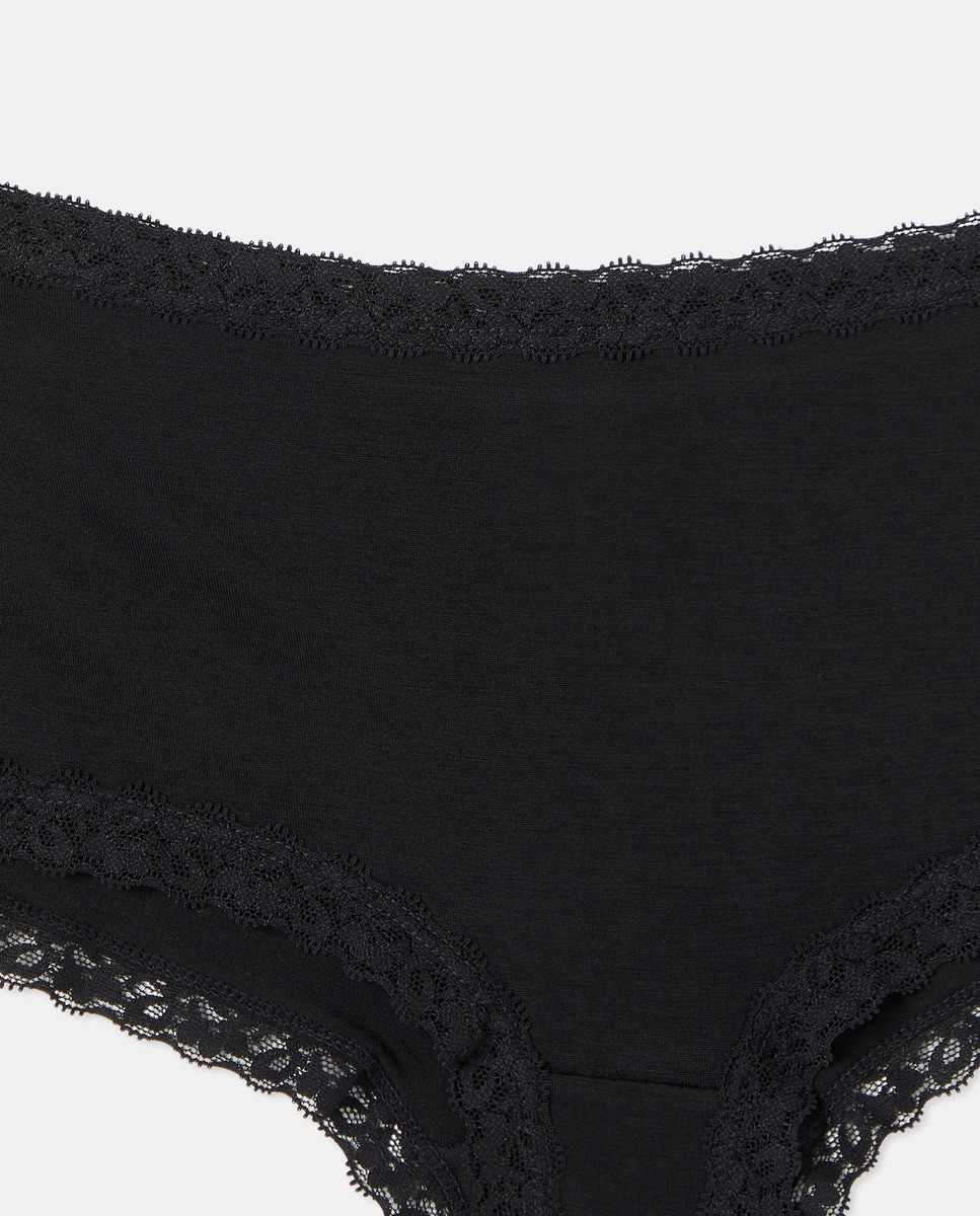 Culotte em Tecido de Modal e Renda Preto-4