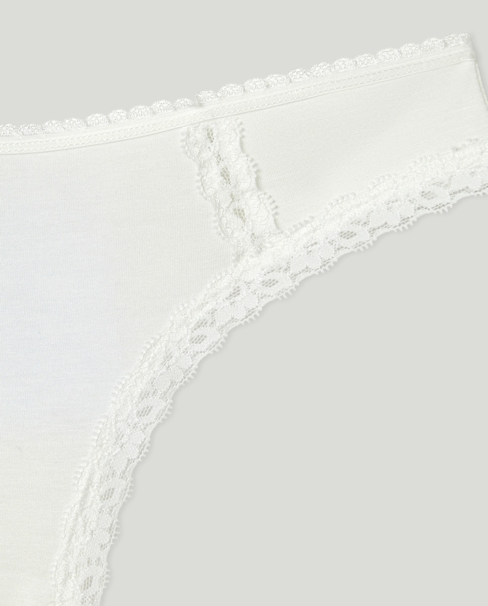Tanga em Tecido de Modal com Renda Branco-marfim-4
