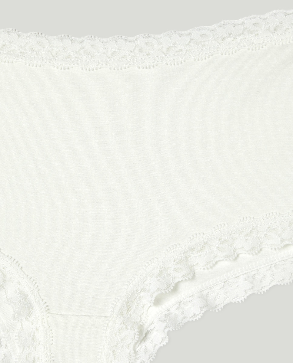 Culotte de Modal com Renda em Contraste Branco-marfim-4