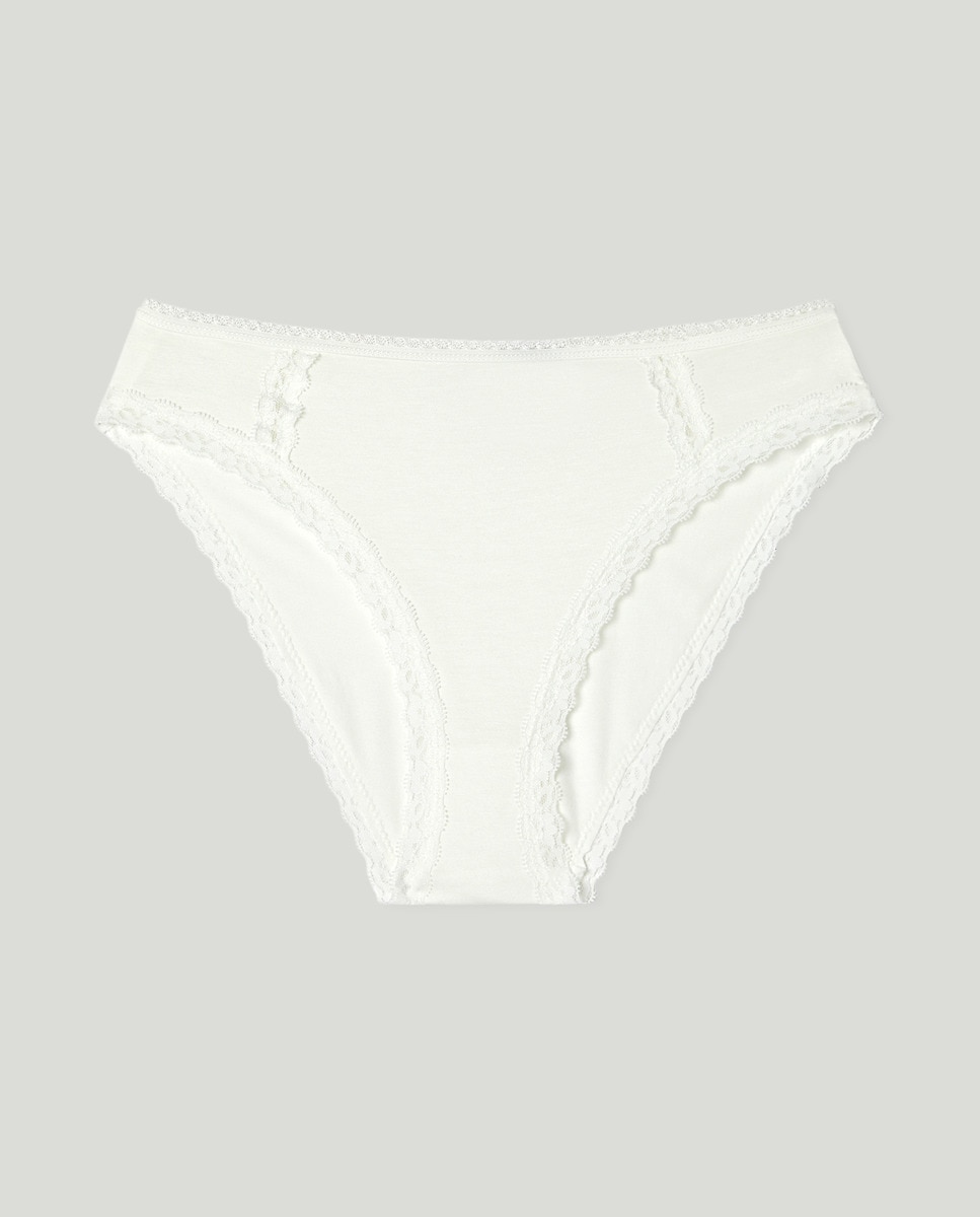 Cueca modal com renda Branco-marfim-3