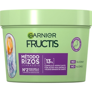 Método Rizos mascarilla de pelo nº 2 con ácido hialurónico + ácidos grasos de karité tarro 370 ml sin sulfatos, siliconas ni alcohol - Fructis