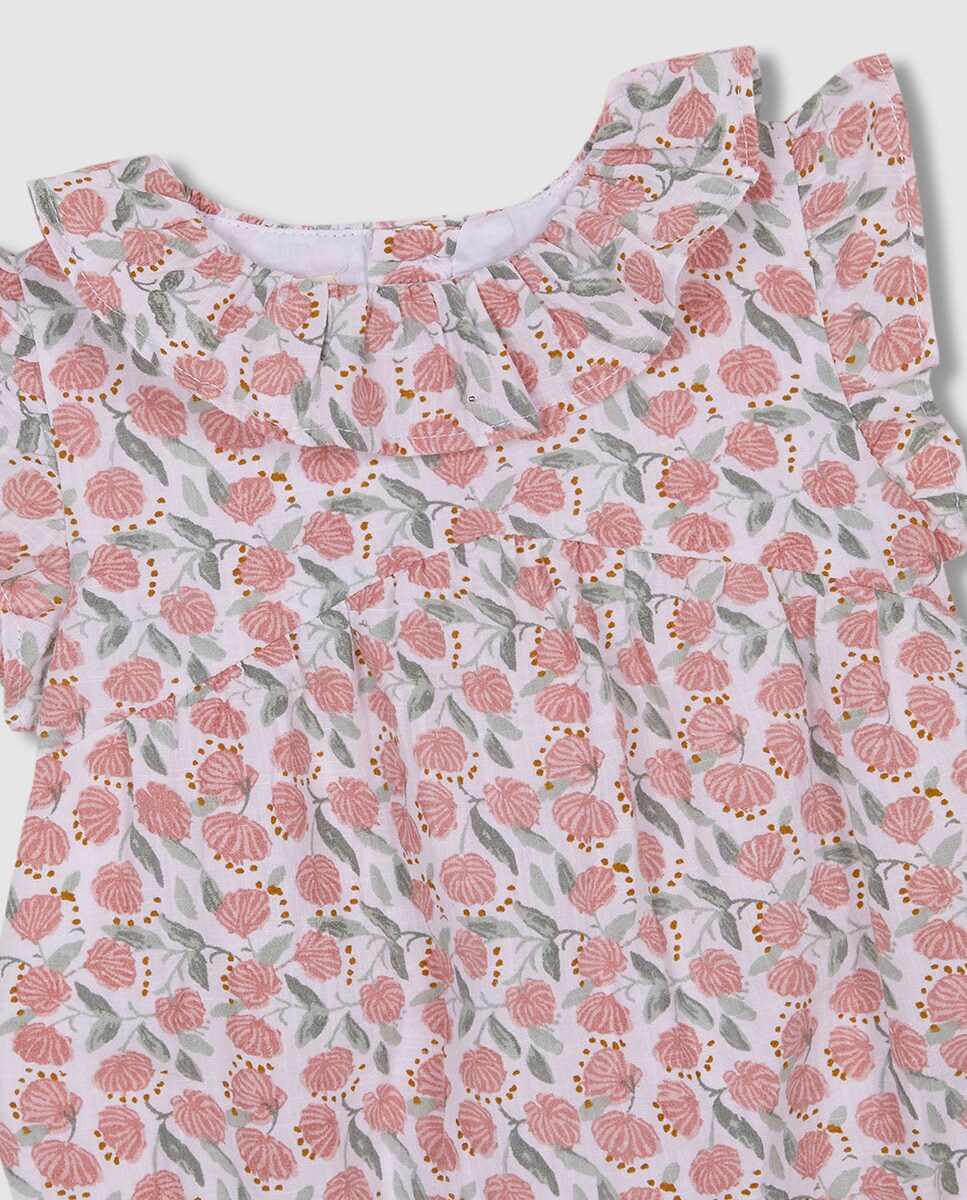Babygrow com Estampado Floral Nude-3