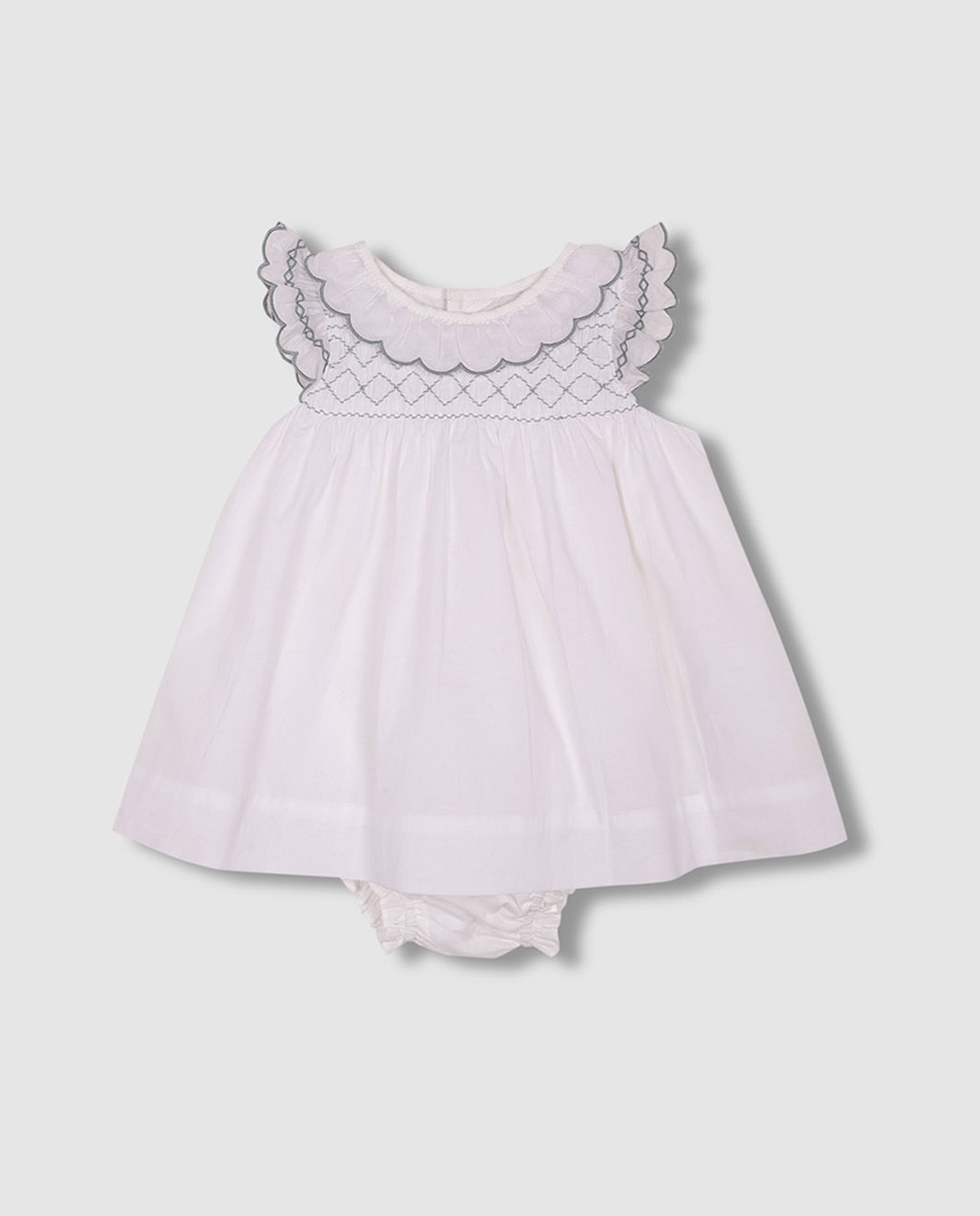 Vestido lino con tiras bordadas de bebé niña · Gocco