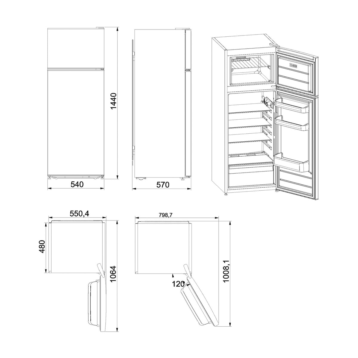 Frigorífico de 2 Portas Whirlpool W55TM 4120 W 2 Cíclico de 144 cm - Branco Branco-3