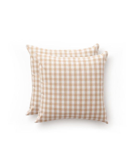 Imagen 0 de Pack 2 fundas cojín Vichy 45x45 cm beige
