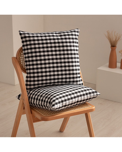 Imagen 0 de Pack 2 fundas cojín Vichy 45x45 cm negro