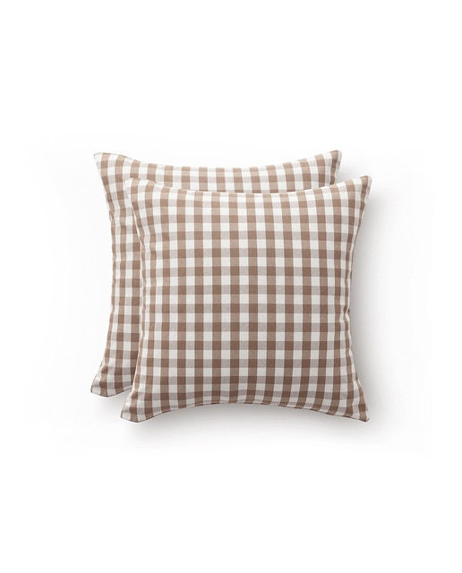 Imagen 0 de Pack 2 fundas cojín Vichy 45x45 cm taupé