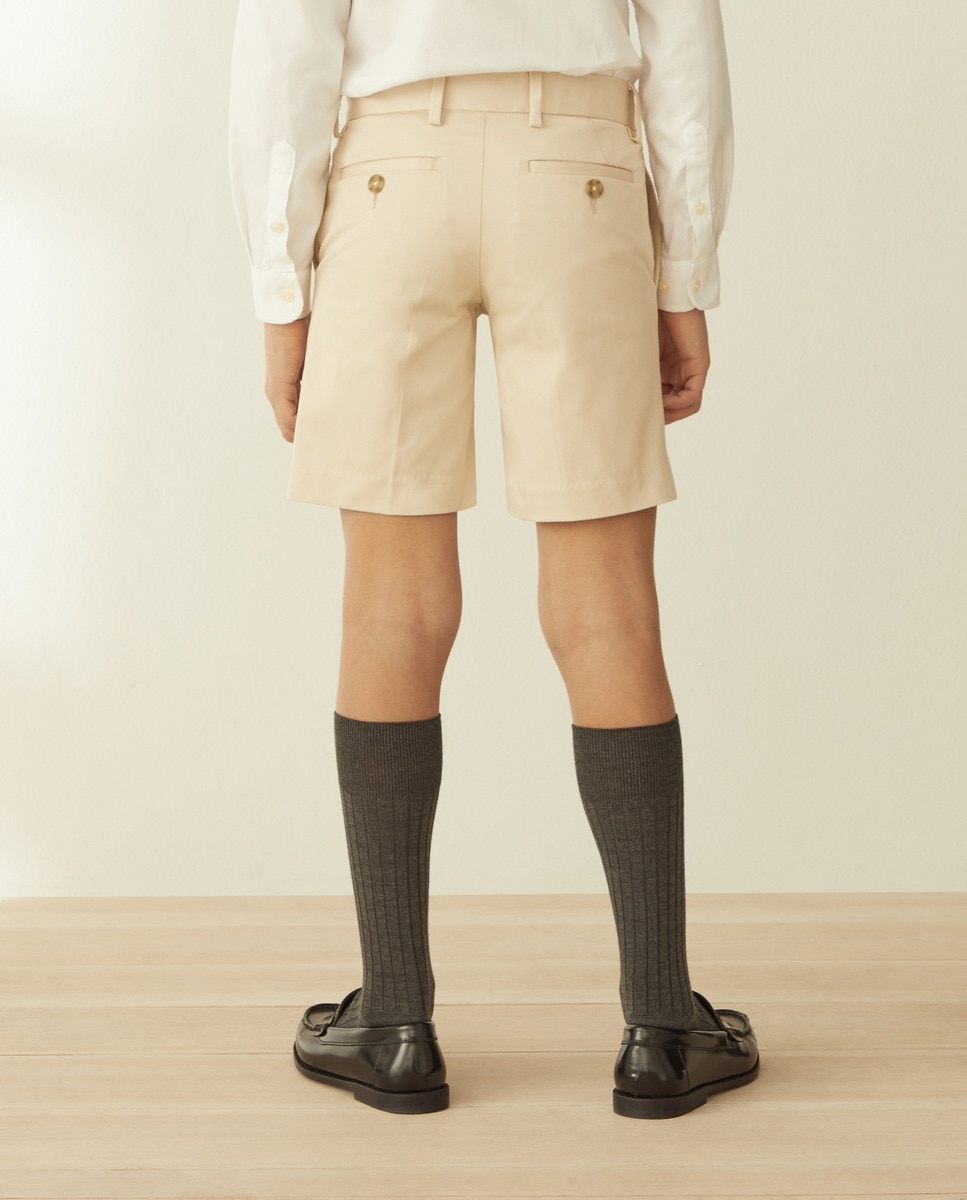 Bermudas Chino com Fecho à Frente Bege-3