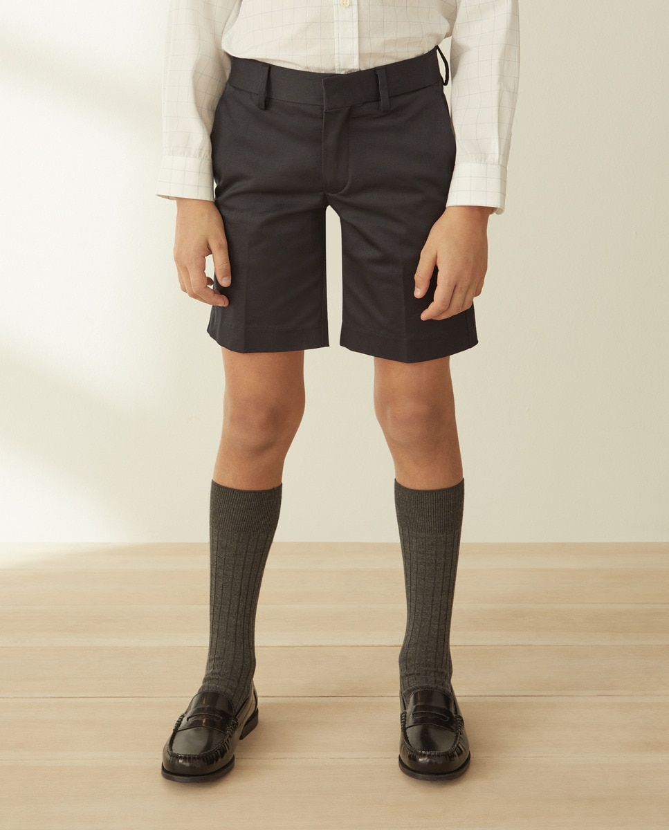 Bermudas Chino com Fecho à Frente Azul-marinho-2