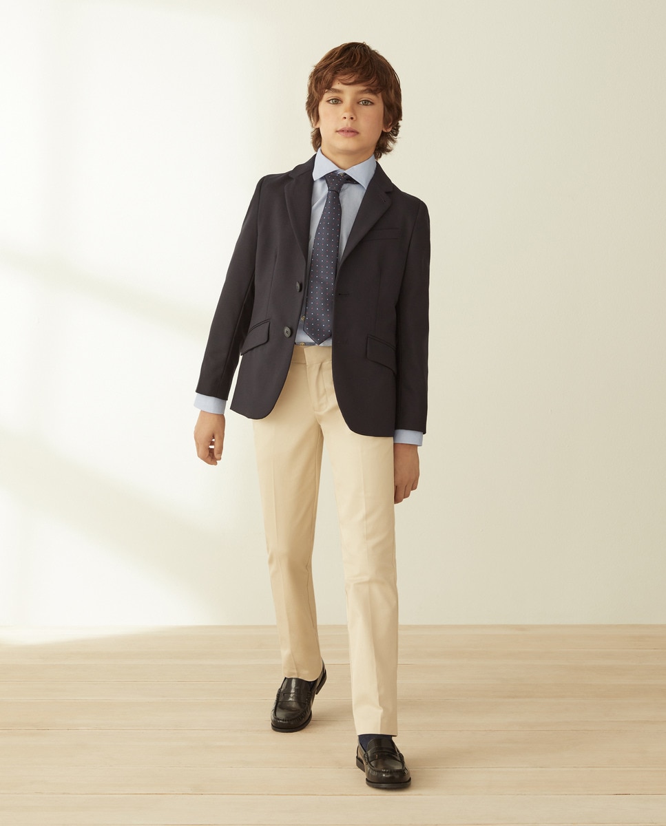Blazer Liso de Lã Azul-marinho-2