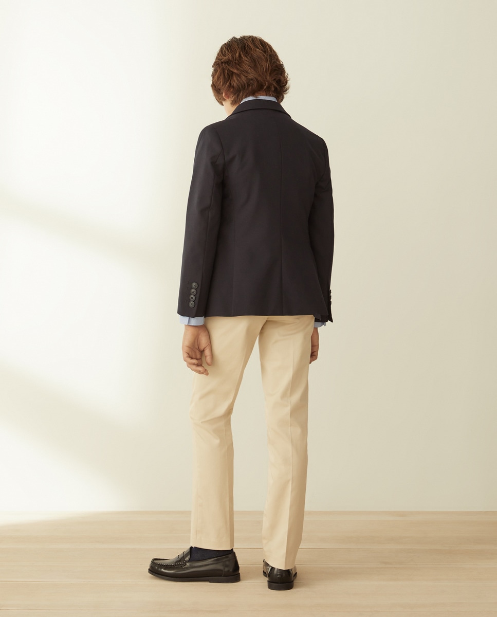 Blazer Liso de Lã Azul-marinho-3
