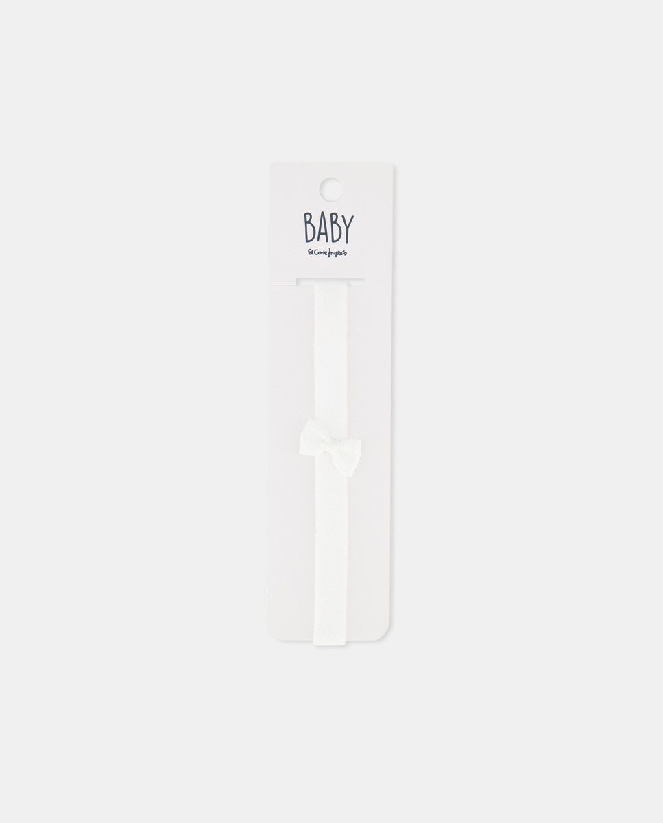 Fita de cabelo de bebé com laço Branco-1
