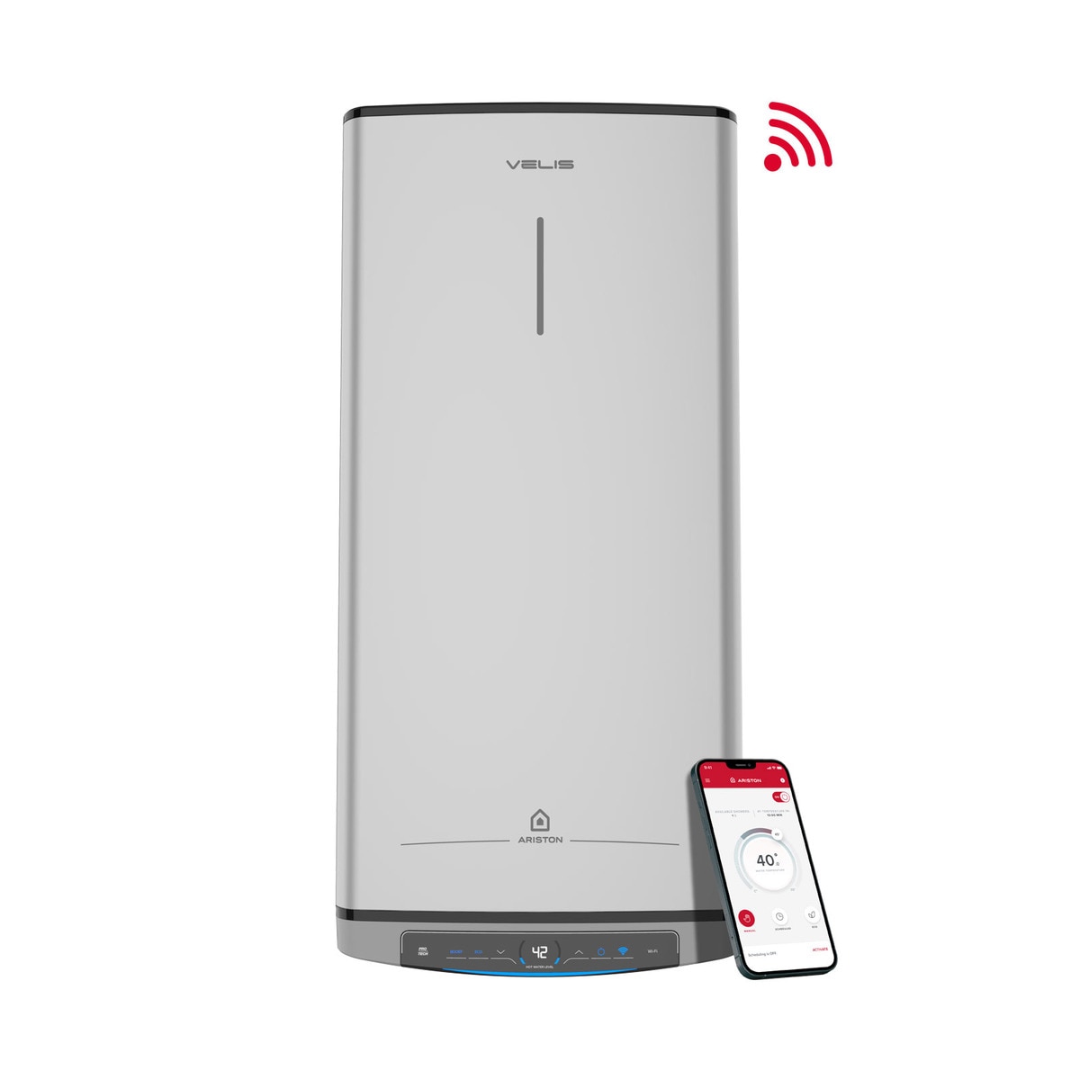 Termo eléctrico vertical/ horizontal Ariston 100 litros - VELIS DRY WIFI 100 Gris-5