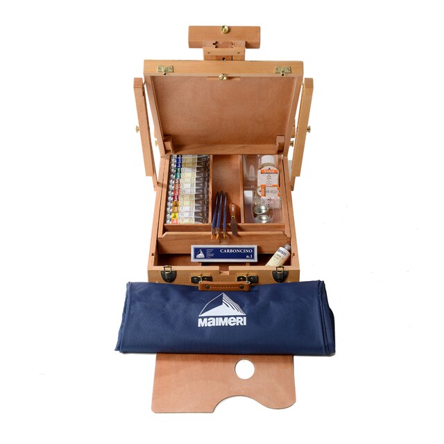 Imagen 0 de Maletín de madera con caballete de sobremesa, pintura al óleo para bellas artes Artisti Maimeri