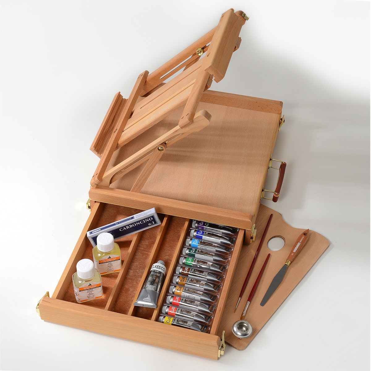 Maletín de madera de raiz de haya, pintura al óleo para bellas artes 22 unidades Classico Maimeri Multicolor-3