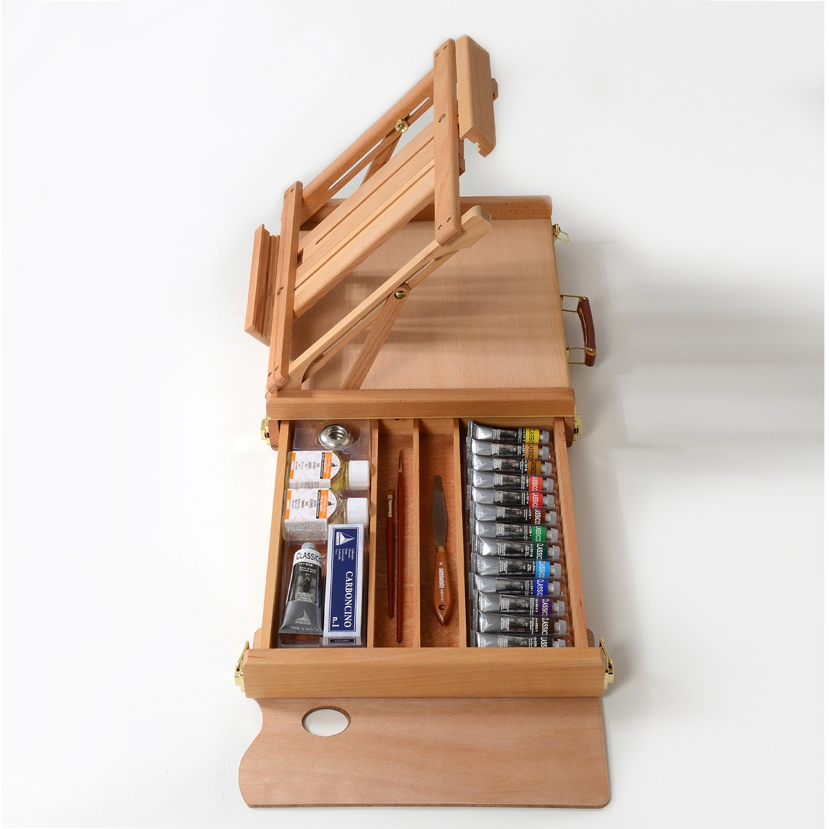 Maletín de madera de raiz de haya, pintura al óleo para bellas artes 22 unidades Classico Maimeri Multicolor-2