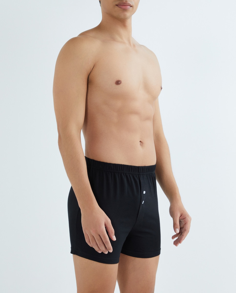 Pack 2 bóxers liso con bragueta de hombre Negro-1