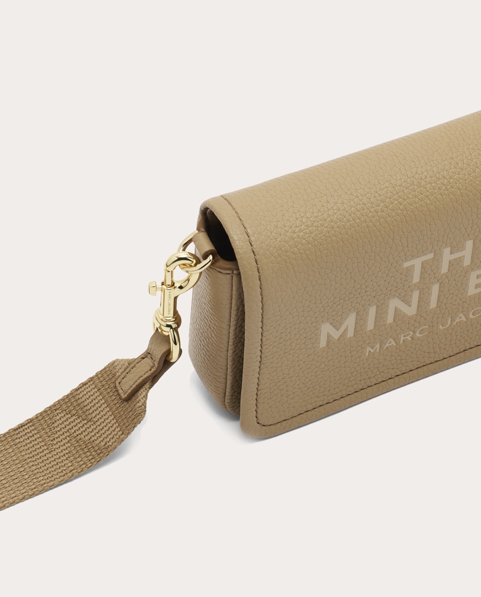 Mala a Tiracolo Mini Crossbody em Pele Bege-5
