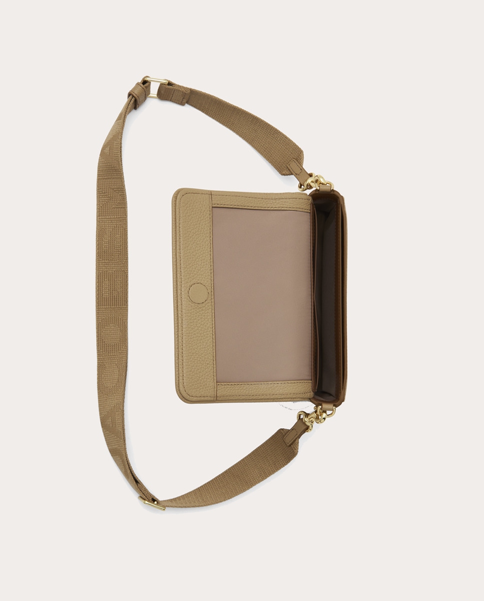 Mala a Tiracolo Mini Crossbody em Pele Bege-4