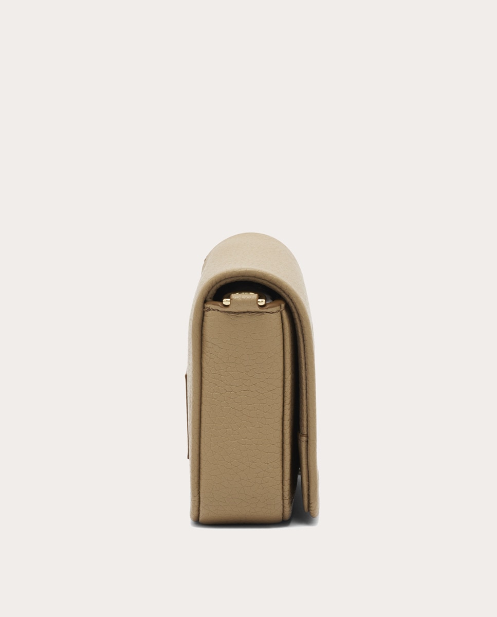 Mala a Tiracolo Mini Crossbody em Pele Bege-2