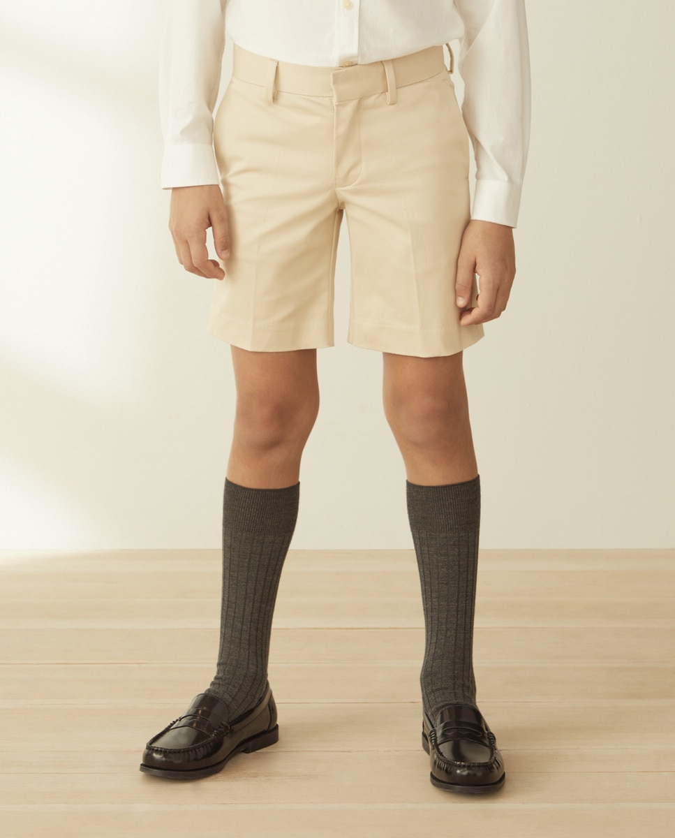 Bermudas Chino com Fecho à Frente Bege-2
