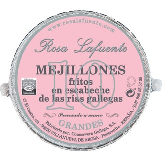 mejillones fritos en escabeche de las rías gallegas 10 piezas lata 111 g neto escurrido - Rosa Lafuente