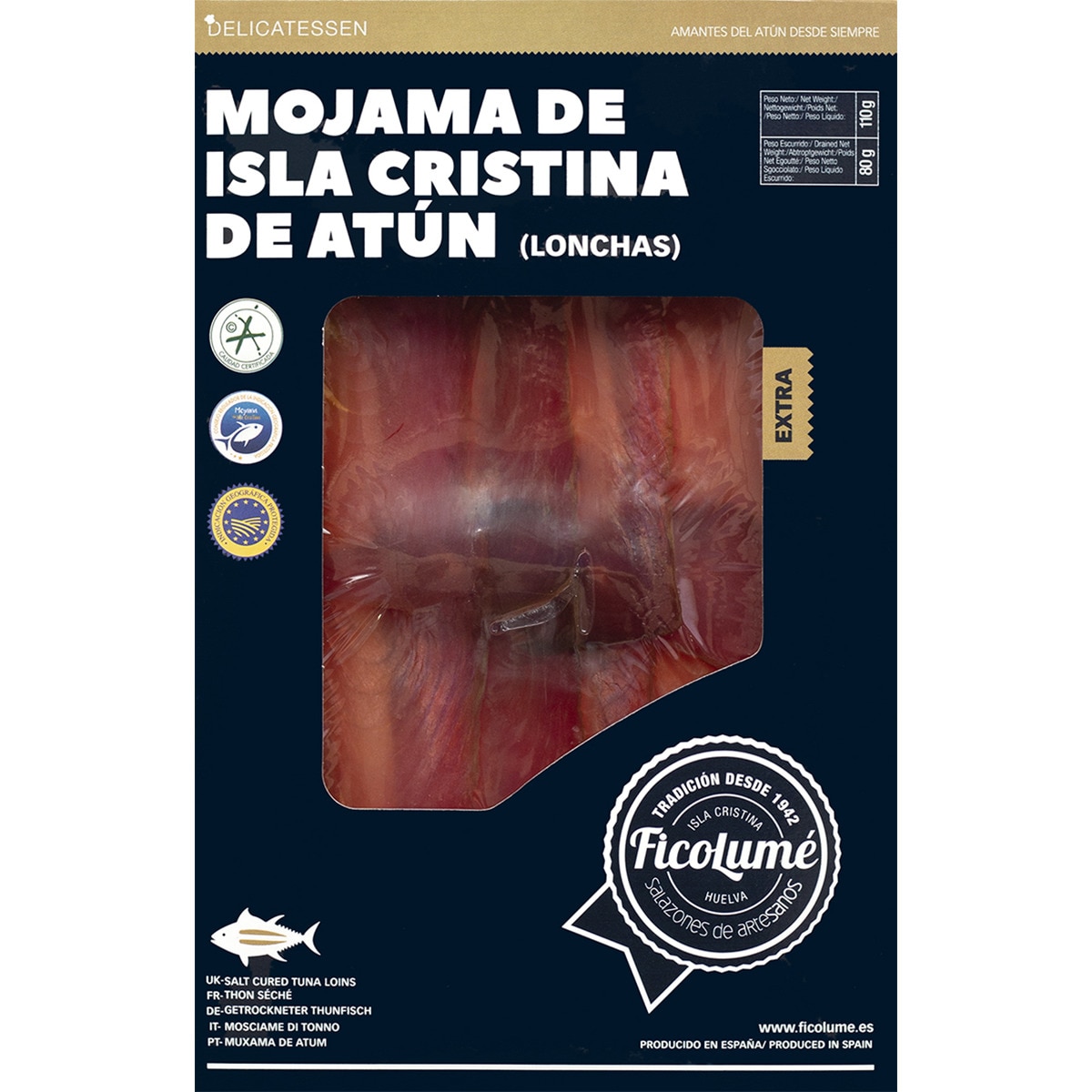 mojama de atún IGP Mojama de Isla Cristina en lonchas estuche 80 g