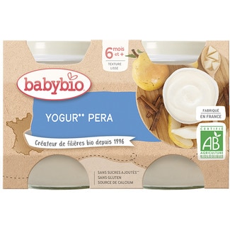 postre de yogur y pera ecológico y sin gluten desde 6 meses pack 2 tarritos 130 g - Babybio