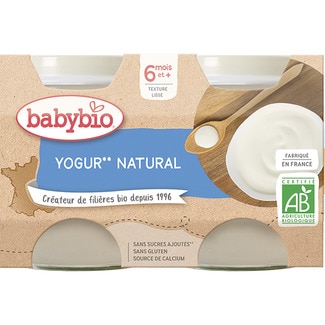 yogur natural ecológico y sin gluten desde 6 meses pack 2 tarritos 130 g - Babybio