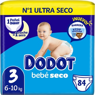 Bebé-Seco pañales de 6 a 10 kg talla 3 bolsa 84 unidades - Dodot