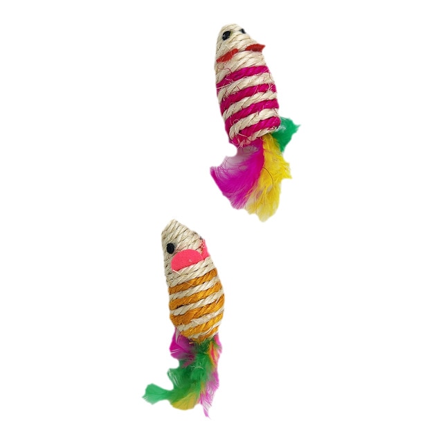 Imagen 0 de Juguete Fred & Rita para gatos ratones sisal con plumas